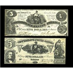 T36 $5 1861 AUT37 $5 XF-AU.Here are pair of lightly han T36 $5 1861 AU