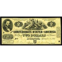 T38 $2 1861. An engraving error gave this issue an 1861 T38 $2 1861.