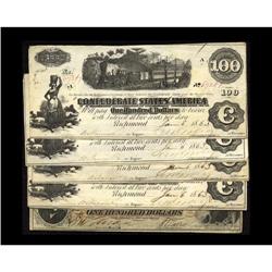 T40 $100 1862 Five Consecutive Examples.T41 $100 1862. T40 $100 1862 Five Consecutive Examples