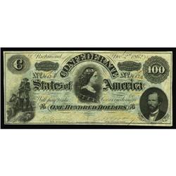 T49 $100 1862. A broad corner fold accounts for the han T49 $100 1862.