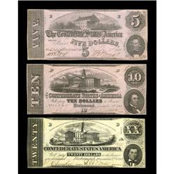 T51 $20 1862 Choice AU, CCT52 $10 1862 Choice CUT53 $5 T51 $20 1862 Choice AU,