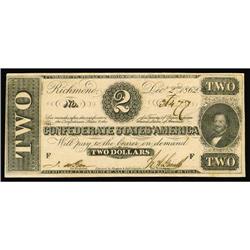 T54 $2 1862. Four ample margins encircle this Two. Choi T54 $2 1862.