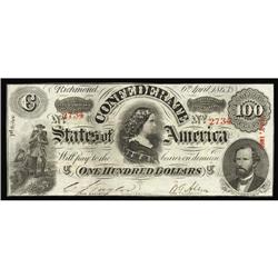 T56 $100 1863. A bit of the frameline due to tight trim T56 $100 1863.