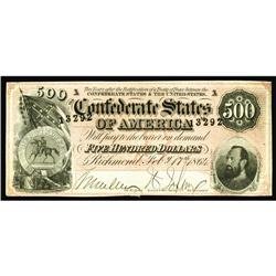 T64 $500 1864. This is a beautiful, embossed $500 T64 $500 1864.