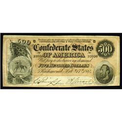 T64 $500 1864. Serial number embossing marches on the b T64 $500 1864.