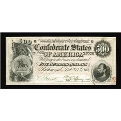 T64 $500 1864. Two faint folds are noted only from the T64 $500 1864.