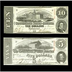 Pair of 1863 Issues T-59 $10 Choice crisp Uncirculated Pair of 1863 Issues