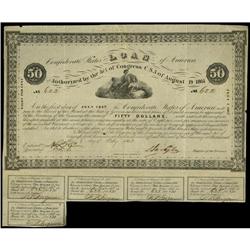Ball 45 Cr. 117 $50 1861 Bond Very Fine. Five coupons r Ball 45 Cr. 117 $50 1861 Bond Very Fine.