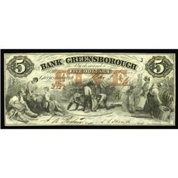 Greensborough, GA- Bank of Greensboro $5 May 2, 1857 G6 Greensborough, GA- Bank of Greensborough