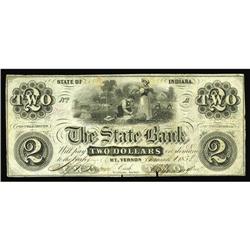 Mt. Vernon, IN- The State Bank $2 Mar. 1, 1858 G4 Wolka Mt. Vernon, IN- The State Bank