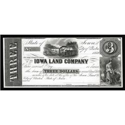 Clinton, IA- Iowa Land Company $3 1858 Oakes 25-2 Proof Clinton, IA- Iowa Land Company