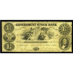 Ann Arbor MI- Government Stock Bank $1.75 March 1 1853 Ann Arbor MI- Government Stock Bank