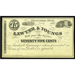 Coldwater, MI- Lawyer & Youngs 75¢ July, 1862 Bowen 2Th Coldwater, MI- Lawyer & Youngs