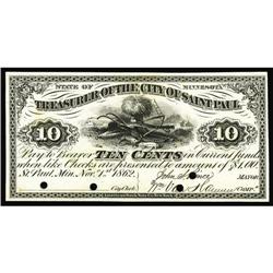 Saint Paul, MN- The City of St. Paul 10¢ Nov. 1, 1862 P Saint Paul, MN- The City of St. Paul