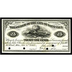 Saint Paul, MN- The City of Saint Paul 25¢ Nov. 1, 1862 Saint Paul, MN- The City of Saint Paul