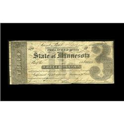 Saint Paul, MN- State of Minnesota $3 Jan. 29, 1858A sc Saint Paul, MN- State of Minnesota