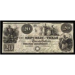 Austin, TX- Republic of Texas $20 July 12, 1839 Cr. A6 Austin, TX- Republic of Texas