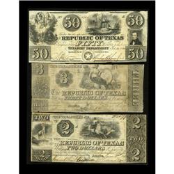 Austin, TX- Republic of Texas $2; 3; $50 1840-1 Criswel Austin, TX- Republic of Texas