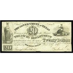 Houston, TX - Government of Texas $20 May 1, 1838 Cr. H Houston, TX - Government of Texas