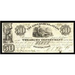 Houston, TX- Government of Texas $50 Jan. 27, 1839 Cr. Houston, TX- Government of Texas