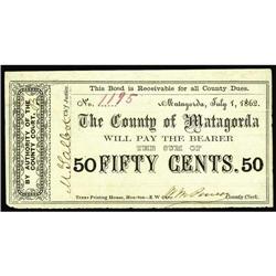 Matagorda,, TX- The County of Matagorda 50¢ July 1, 186 Matagorda,, TX- The County of Matagorda