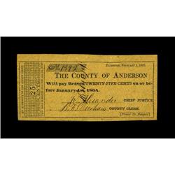 Palestine, TX County of Anderson 25¢ Feb. 1, 1863This n Palestine, TX- County of Anderson