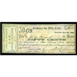 Palestine, TX- John G. Gooch 50¢ May 25, 1862 Medlar 12 Palestine, TX- John G. Gooch