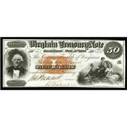 Richmond, VA- Virginia Treasury Note $50 Oct. 15, 1862 Richmond, VA- Virginia Treasury Note