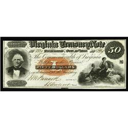 Richmond, VA- Virginia Treasury Note $50 Oct. 15, 1862 Richmond, VA- Virginia Treasury Note