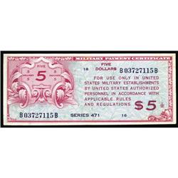 Series 471 $5 Extremely Fine-About New. Series 471 $5 About New.