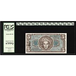 Series 651 $5 PCGS 67PPQ Superb Gem New. This note cer Series 651 $5 PCGS 67PPQ Superb Gem New.