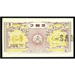 Korean MPC Coupon Series 2 (702) 5¢ with "Sample" OP Korean MPC Coupon Series 2 (702) 5¢ with "Sampl