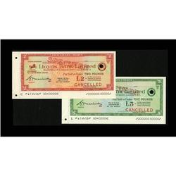 Lloyds Bank Limited Traveller''s Cheque Specimens. Here