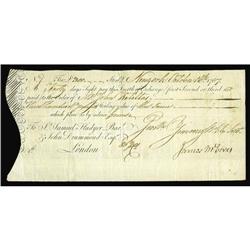 1767 Exchange Bill. This Fourth of Exchange for 300 pou 1767 Exchange Bill.
