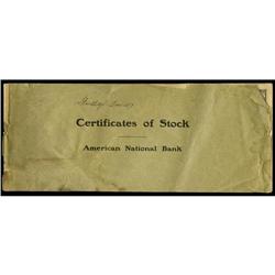 American National Bank of Chicago Certificates of Stock American National Bank of Chicago Certificat