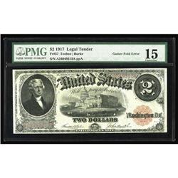 Fr. 57 $2 1917 Legal Tender PMG Fine 15. A thin face on Fr. 57 $2 1917 Legal Tender PMG Fine 15.