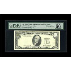 Fr. 2027-H $10 1985 Federal Reserve Note. PMG Gem Uncir Fr. 2027-H $10 1985 Federal Reserve Note. PM
