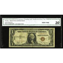 Fr. 2300 $1 1935A Hawaii Silver Certificate. CGA Very F Fr. 2300 $1 1935A Hawaii Silver Certificate.