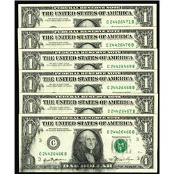 Fr. 1911-C $1 1981 Federal Reserve Note. Fr. 1911-C $1 1981 Federal Reserve Note. Six Consecutive Ex