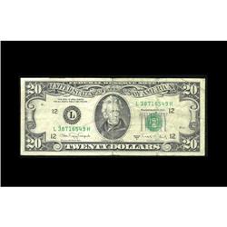 Fr. 2076-L $20 1988A Federal Reserve Note. Fine-Very Fi Fr. 2076-L $20 1988A Federal Reserve Note. F