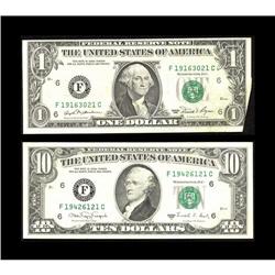 $11 In ErrorsFr. 1911-F $1 1981 Federal Reserve Note. C $11 In Errors.
