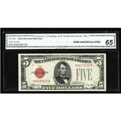 Fr. 1529 $5 1928D Legal Tender Note. CGA Gem Uncirculat Fr. 1529 $5 1928D Legal Tender Note. CGA Gem
