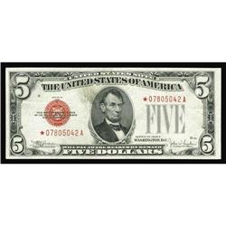 Fr. 1530* $5 1928E Legal Tender Note. Choice About Unci Fr. 1530* $5 1928E Legal Tender Star Note. C