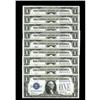 Image 1 : Fr. 1601 $1 1928A Silver Certificates. Nine Consecutive Fr. 1601 $1 1928A Silver Certificates. Nine 