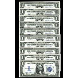 Fr. 1606 $1 1934 Silver Certificates. Ten Consecutive E Fr. 1606 $1 1934 Silver Certificates. Ten Co