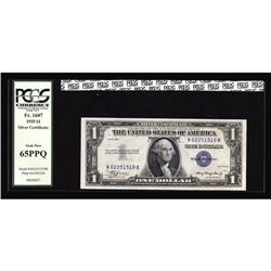 Fr. 1607 $1 1935 Silver Certificate. PCGS Gem New 65PPQ Fr. 1607 $1 1935 Silver Certificate. PCGS Ge