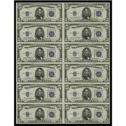 Fr. 1654 $5 1934D Silver Certificate Uncut Sheet of 12. Fr. 1654 $5 1934D Silver Certificate Uncut S