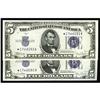Image 1 : Fr. 1654*/Fr. 1653* $5 Changeover Pair Fr. 1654*/Fr. 1653* $5 1934D Wide l/1934C Silver Certificates
