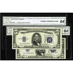 Fr. 1654*/Fr. 1653* $5 1934D Wide 1/1934C Silver Certif Fr. 1654*/Fr. 1653* $5 1934D Wide l/1934C Si