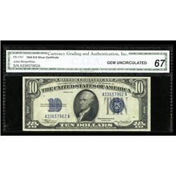 Fr. 1701 $10 1934 Silver Certificate. CGA Gem Uncircula Fr. 1701 $10 1934 Silver Certificate. CGA Ge